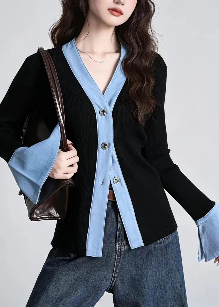Dames Vest V-hals Patchwork Slim Fit Herfst 1
