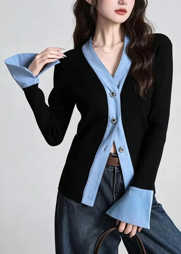 Dames Vest V-hals Patchwork Slim Fit Herfst 2