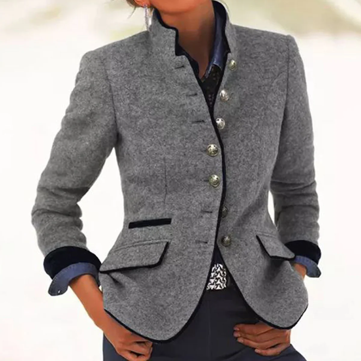 Dames Vintage Blazer Met Knopen 2