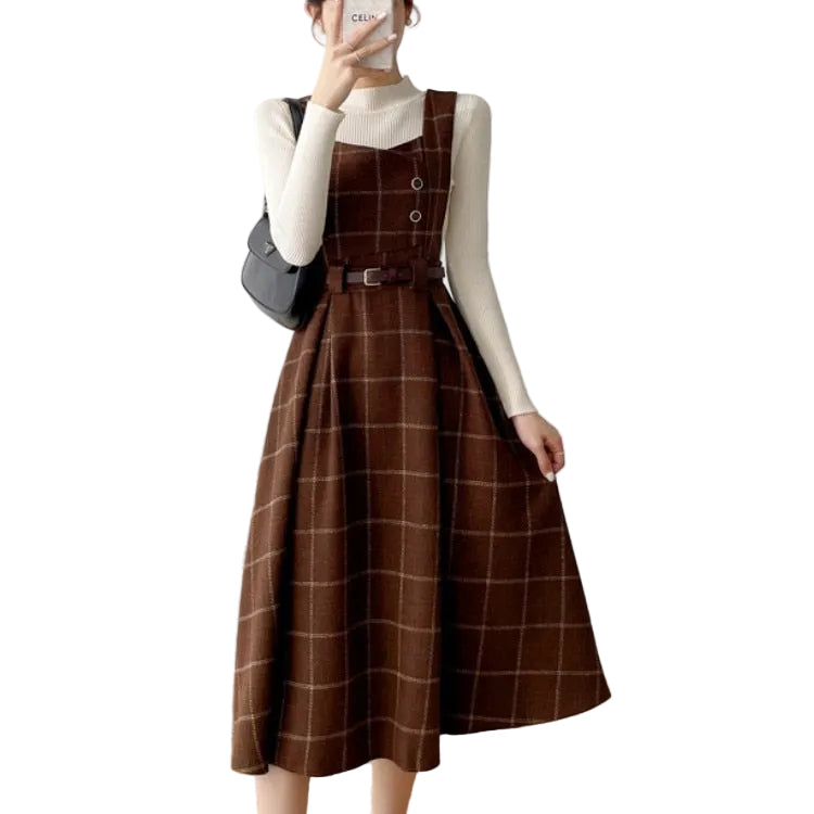 Dames Vintage Geruite Jurk Stijlvol 0