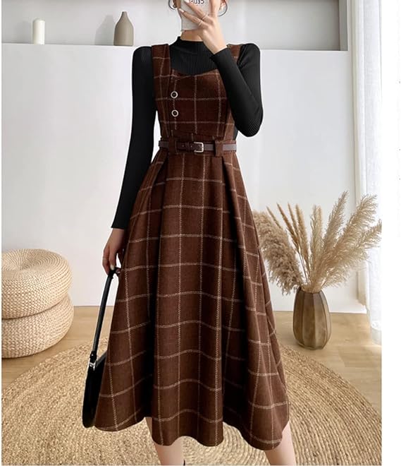 Dames Vintage Geruite Jurk Stijlvol 1