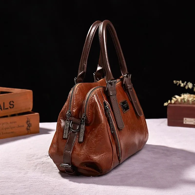 Dames Vintage Leren Tas Met Chic Ontwerp 2