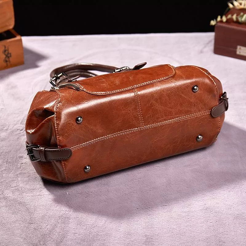 Dames Vintage Leren Tas Met Chic Ontwerp 3