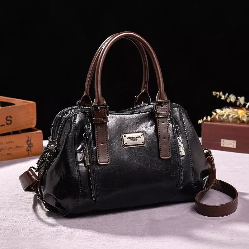 Dames Vintage Leren Tas Met Chic Ontwerp 6