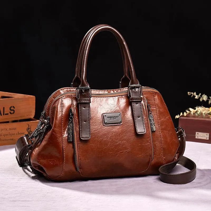 Dames Vintage Leren Tas Met Chic Ontwerp 7