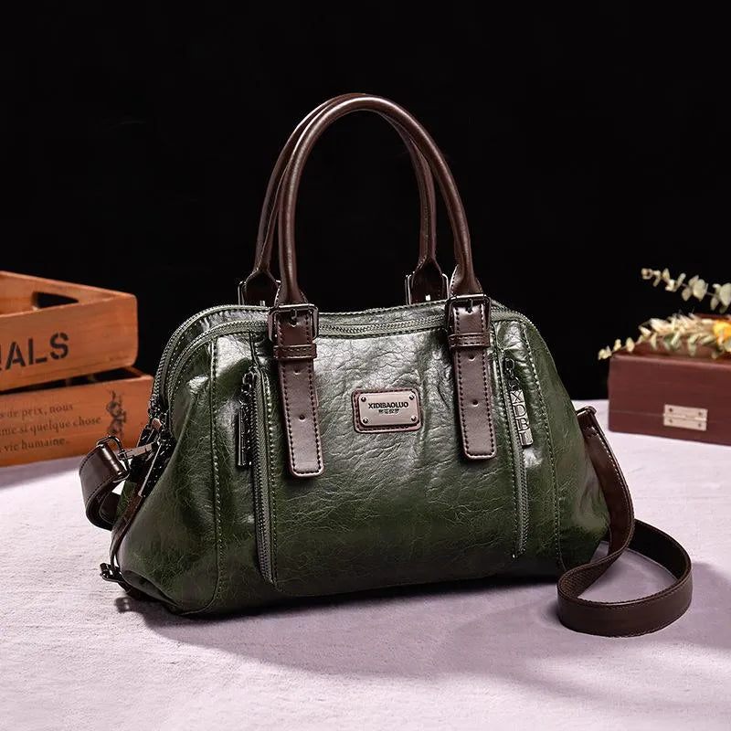 Dames Vintage Leren Tas Met Chic Ontwerp 8