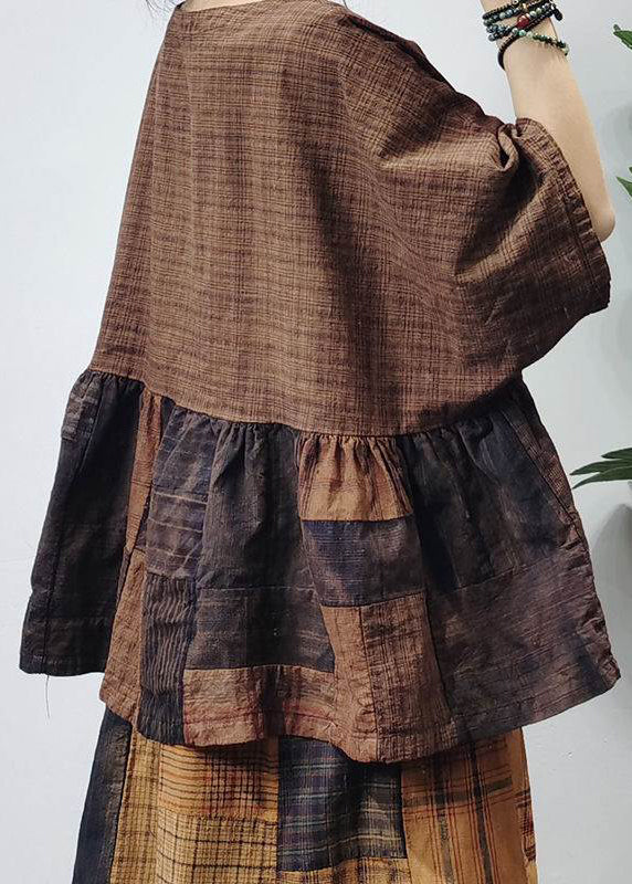 Dames Vintage O-hals Gerimpeld Shirt met Halve Mouw 3