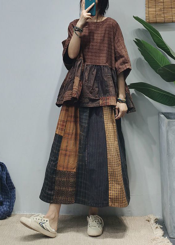 Dames Vintage O-hals Gerimpeld Shirt met Halve Mouw 4