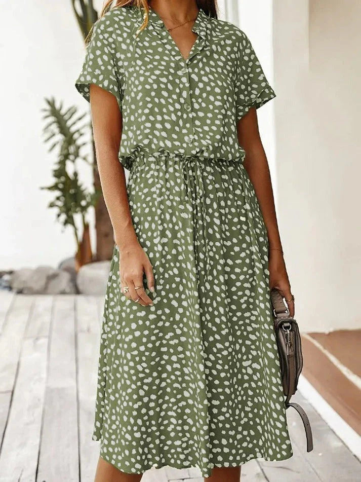 Dames Vintage Zomerjurk Met Middenmouwen en Leopardenprint 2