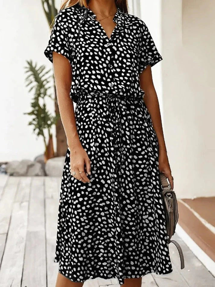 Dames Vintage Zomerjurk Met Middenmouwen en Leopardenprint 6