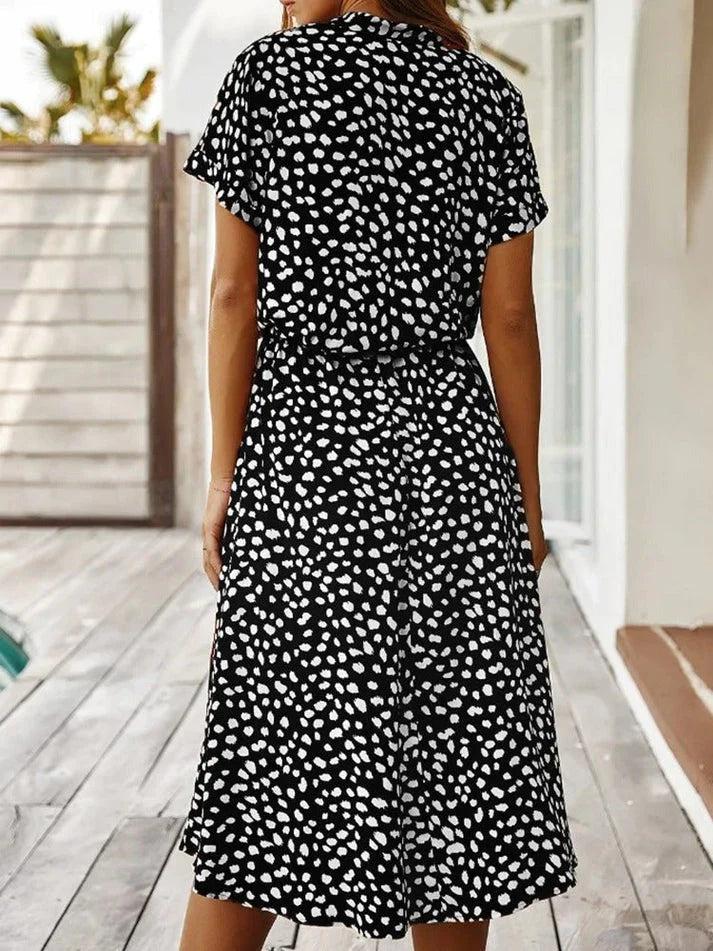 Dames Vintage Zomerjurk Met Middenmouwen en Leopardenprint 7