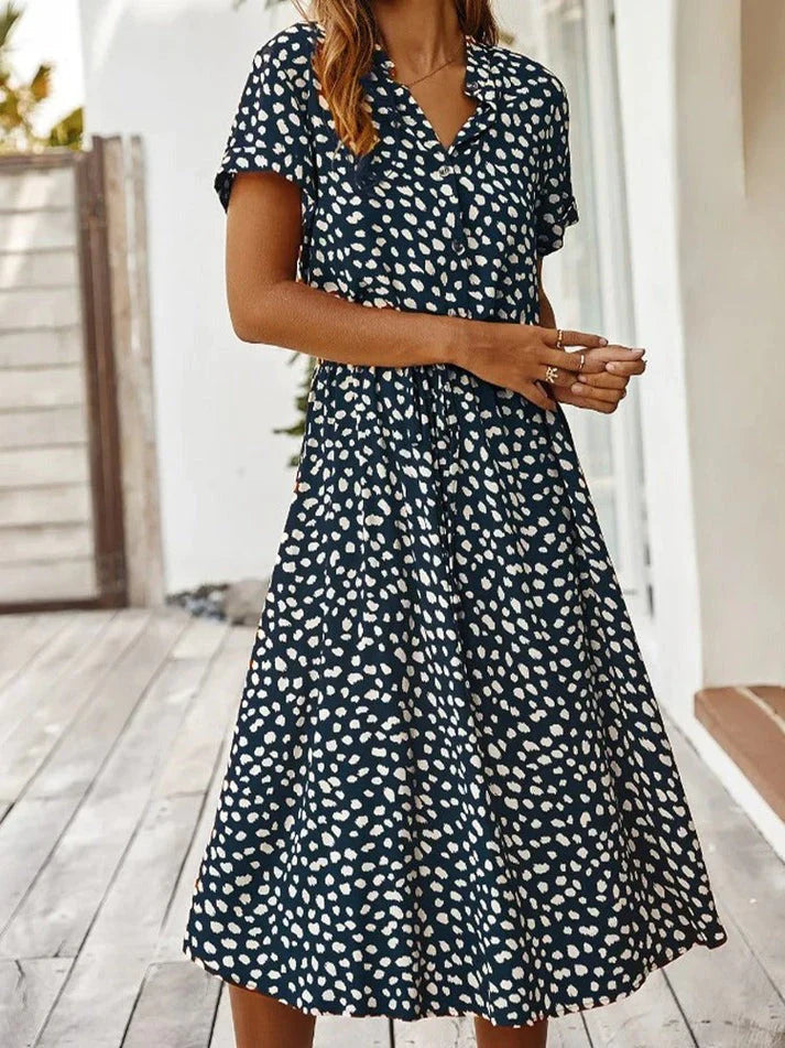 Dames Vintage Zomerjurk Met Middenmouwen en Leopardenprint 8