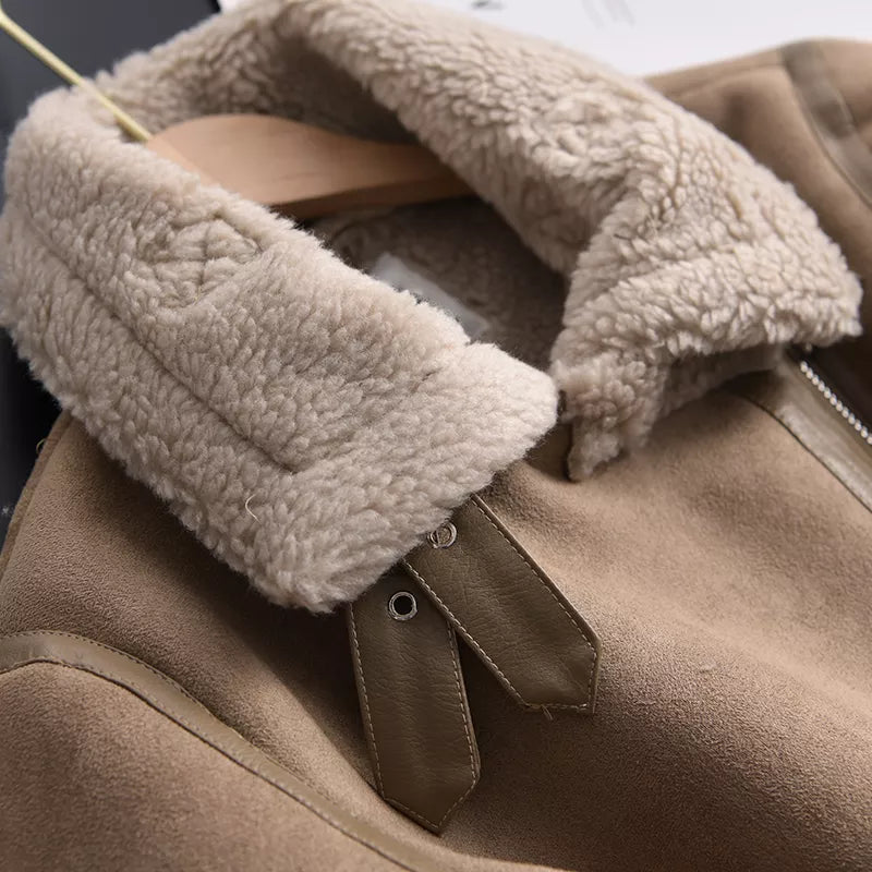 Dames Vinterjacke in Suède Look met Uniek Ontwerp 3