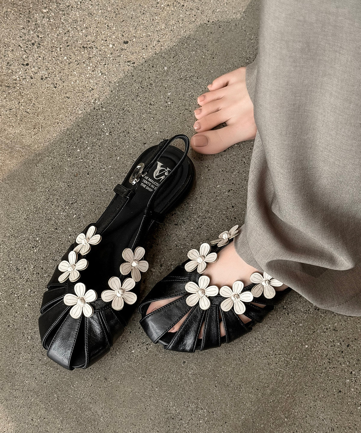 Dames Wandelsandalen Met Bloemenpatroon Gesplitst Design 1