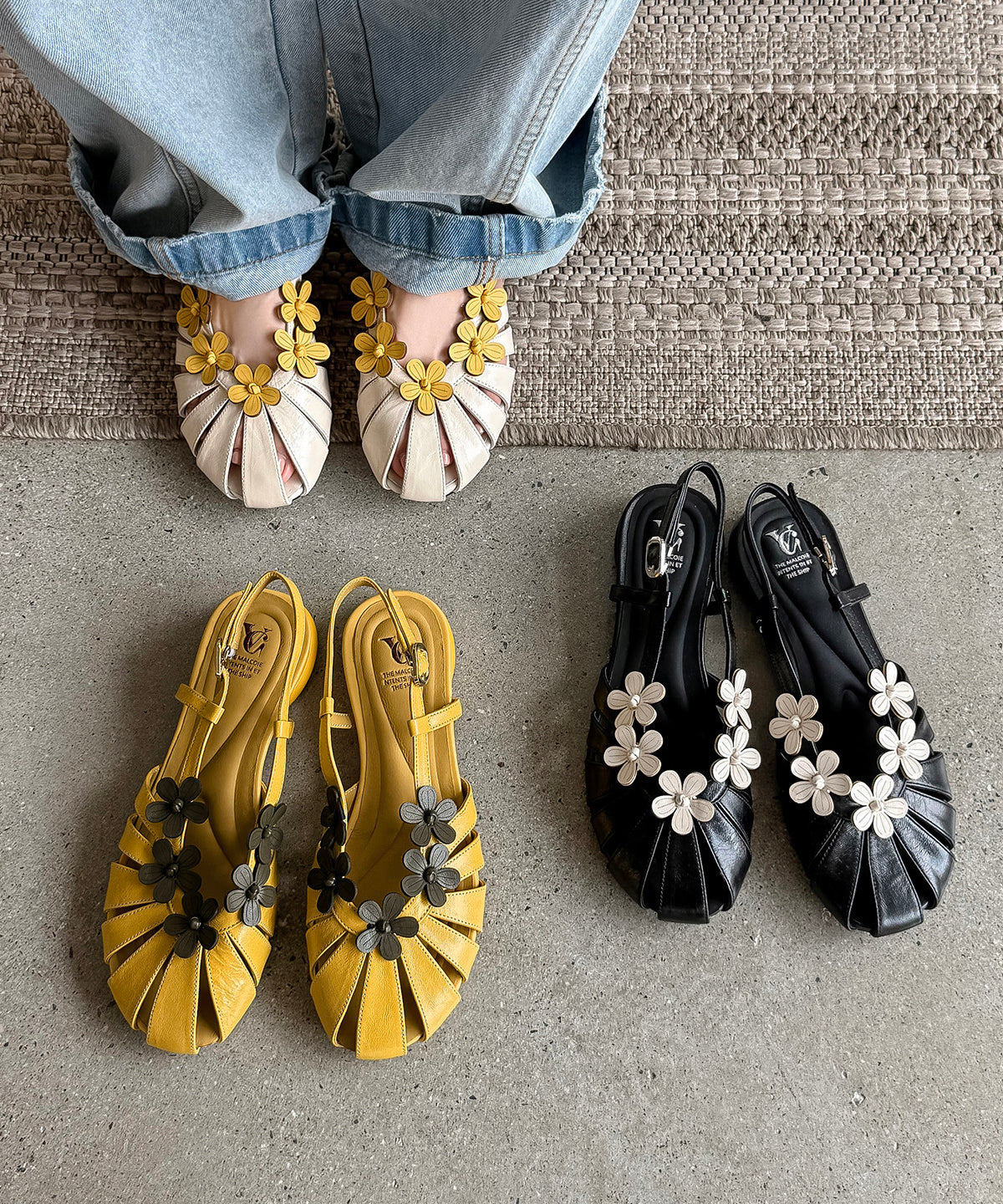 Dames Wandelsandalen Met Bloemenpatroon Gesplitst Design 3