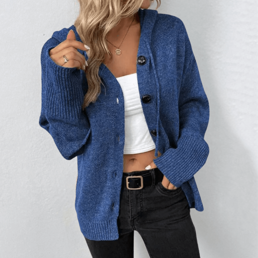 Dames Warme Strickjacke Met Knopen 4
