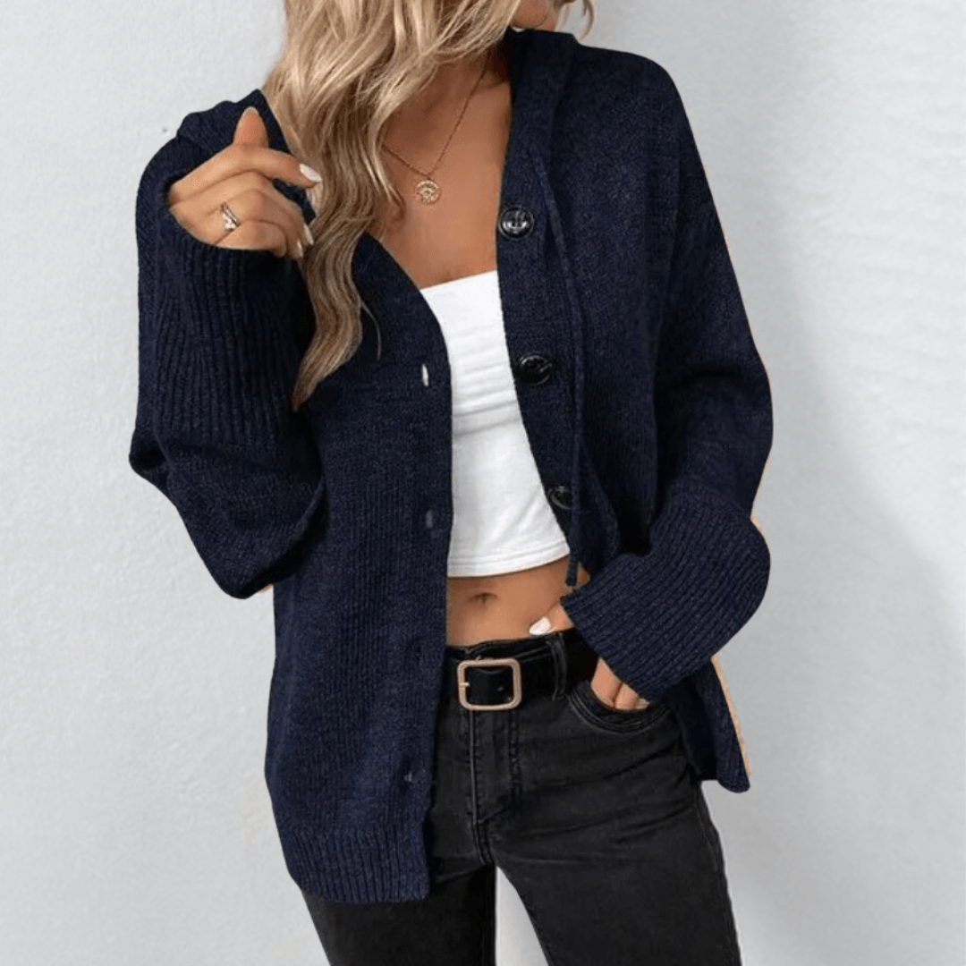 Dames Warme Strickjacke Met Knopen 5