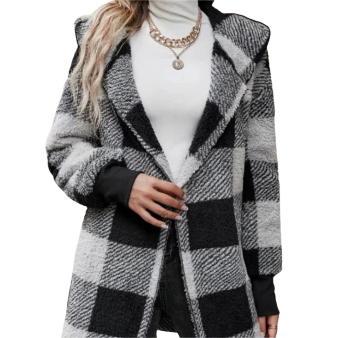Dames Waterdichte Cardigan met Geruit Patroon 0