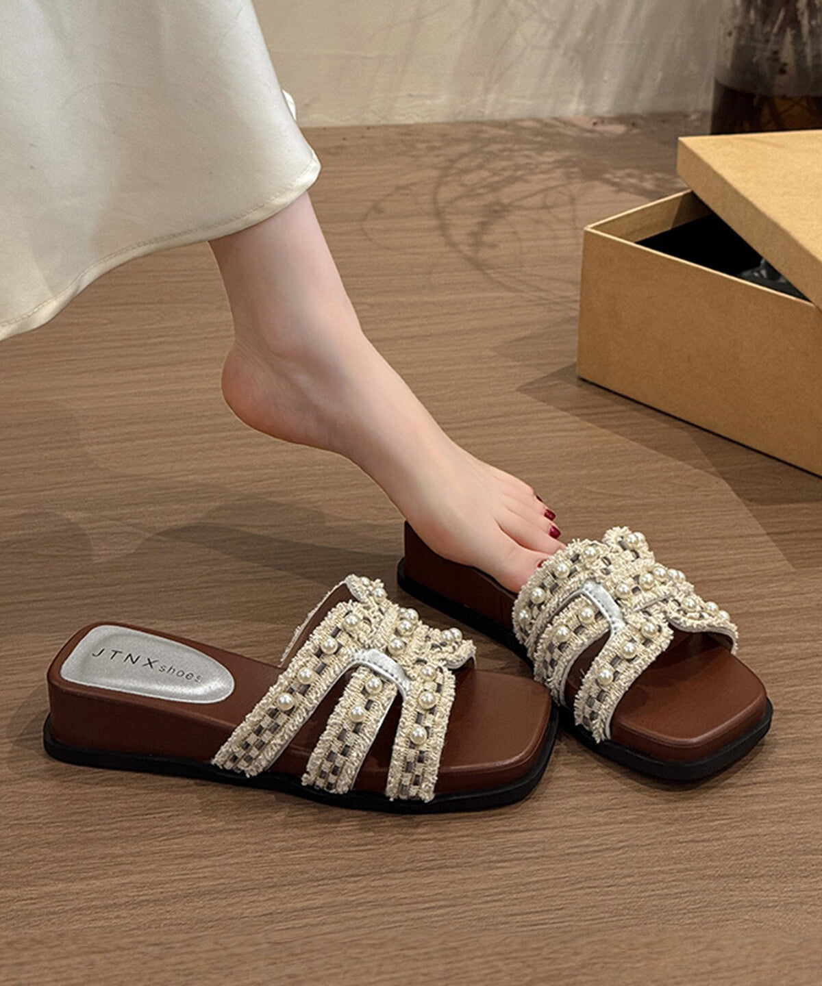 Dames Wedge Sandalen Met Peep Toe 1