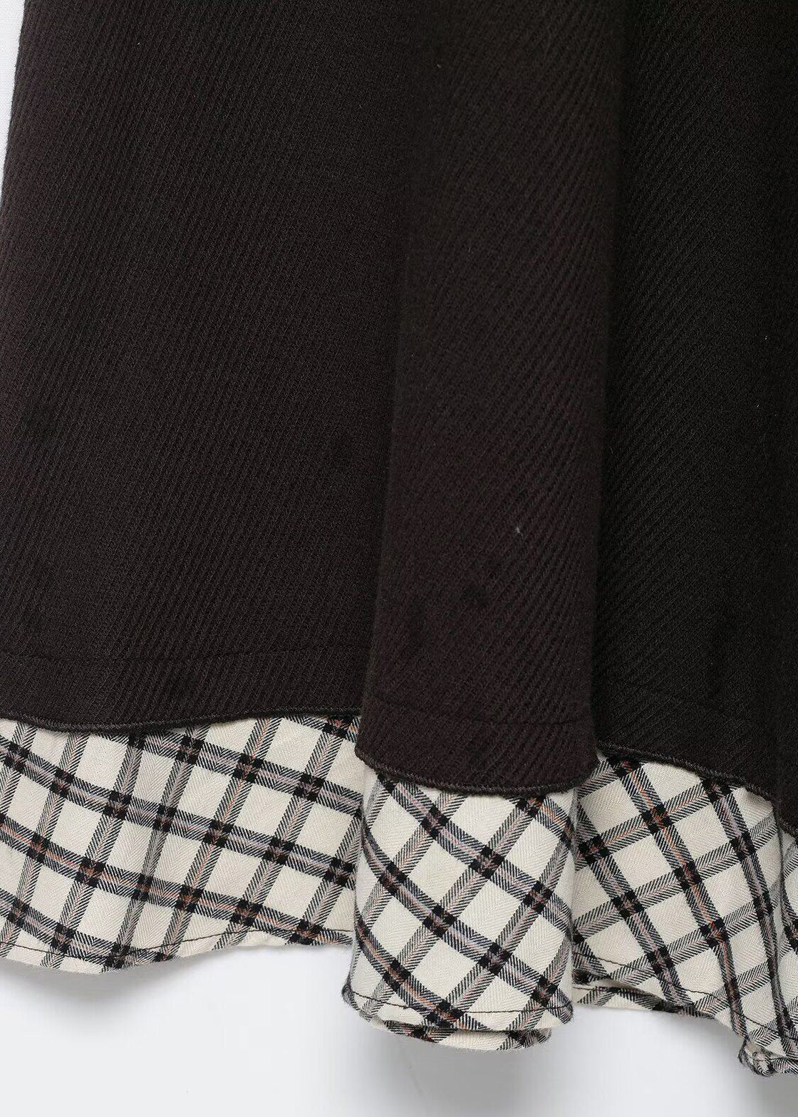 Dames Werkjurk Met Opstaande Kraag Patchwork Geruit 4