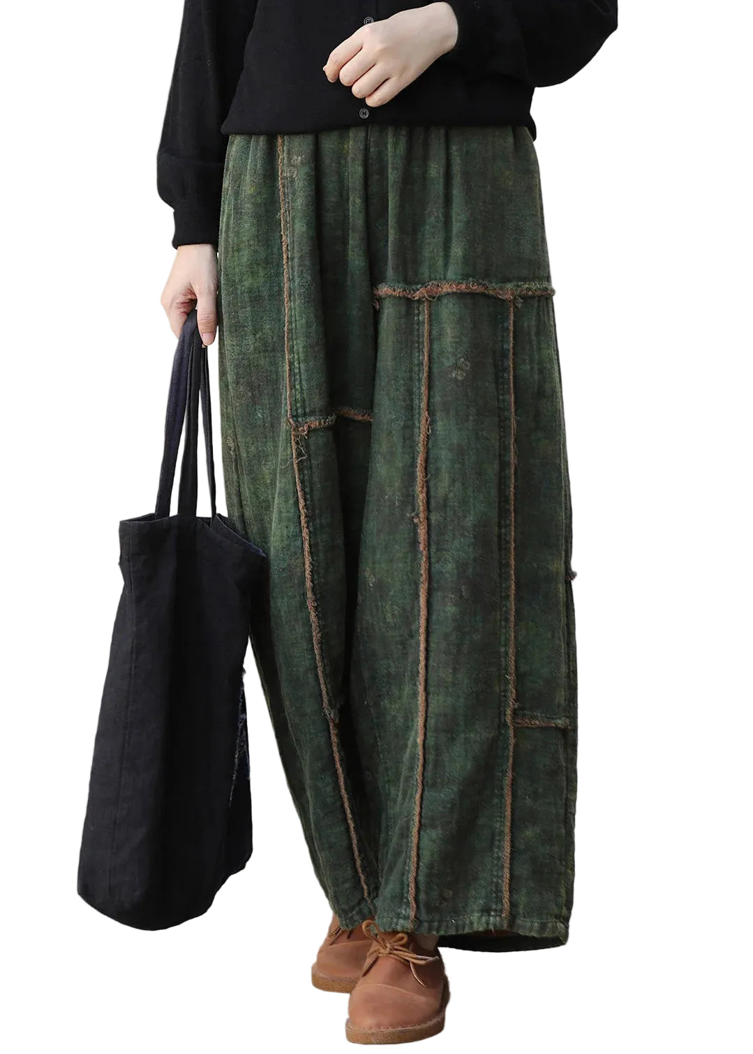 Dames Wijde Broek Patchwork Casual Herfststijl 0