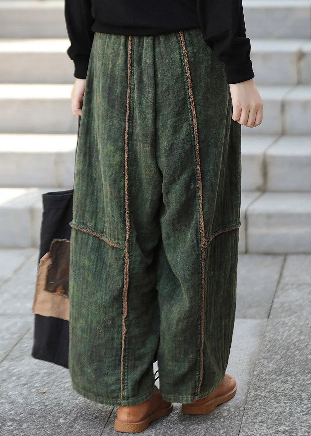 Dames Wijde Broek Patchwork Casual Herfststijl 3