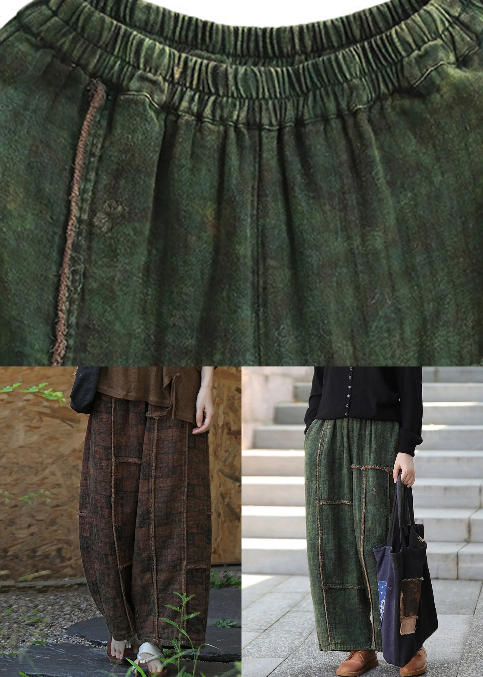 Dames Wijde Broek Patchwork Casual Herfststijl 4