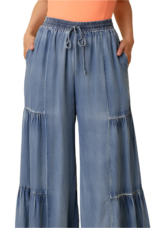 Dames Wijde Broek Rimpel Denim Casual Pijp 0