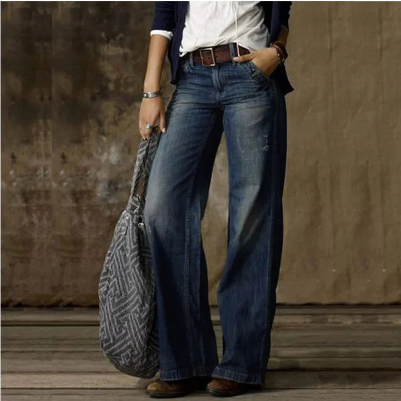 Dames Wijde Broek Vintage Met Brede Poten 1