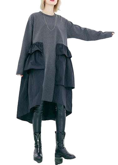 Dames Wijde Jurk met Patchwork Design 0