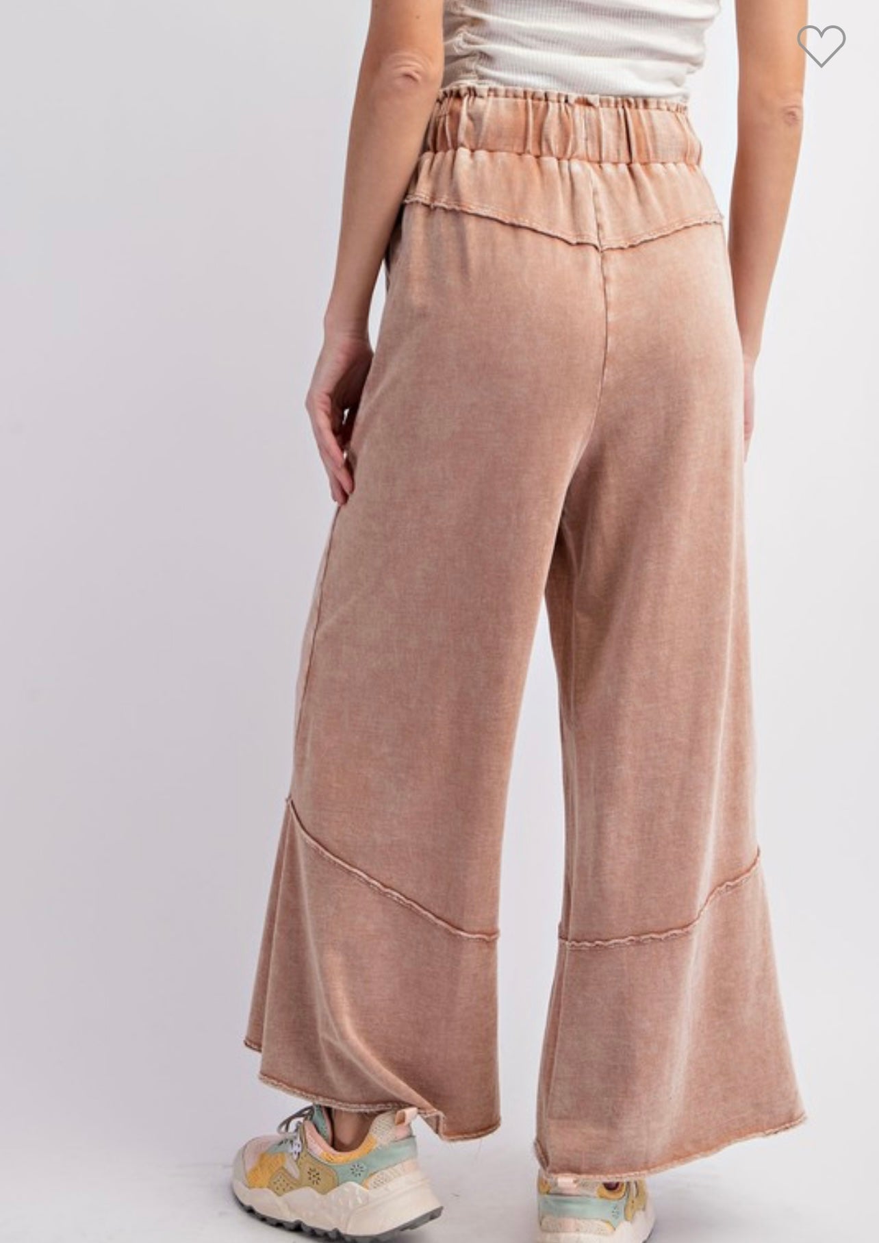 Dames Wijde Pantalon van Terry Knit in Mineral Wash 2