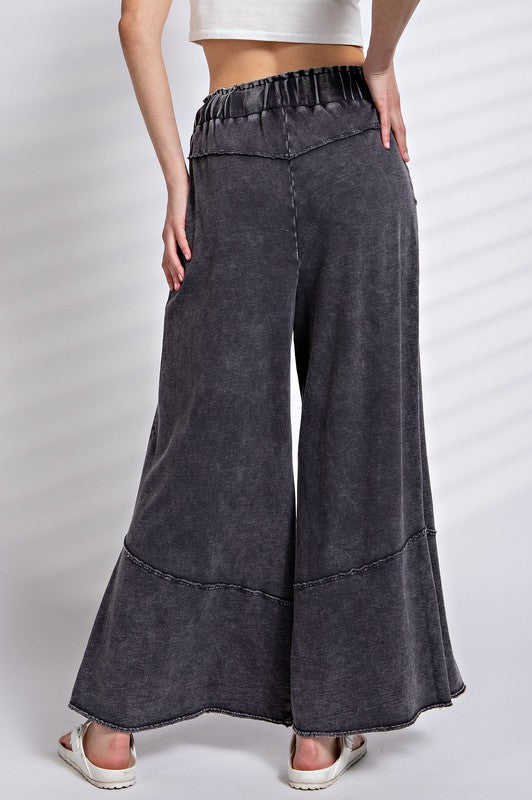 Dames Wijde Pantalon van Terry Knit in Mineral Washed 2