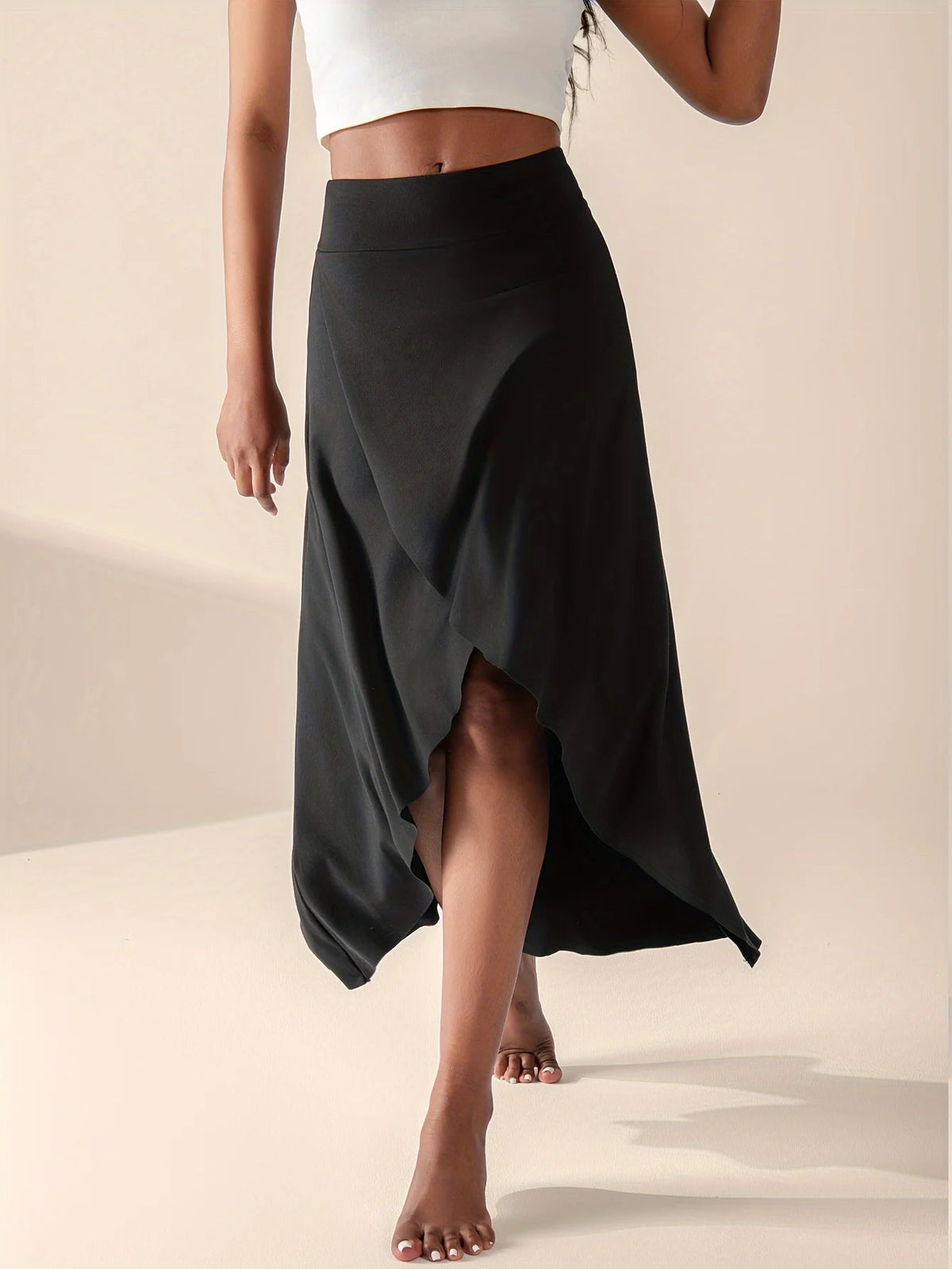 Dames Wikkelrok Midi met Asymmetrische Zoom en Ingebouwde Culottes 1