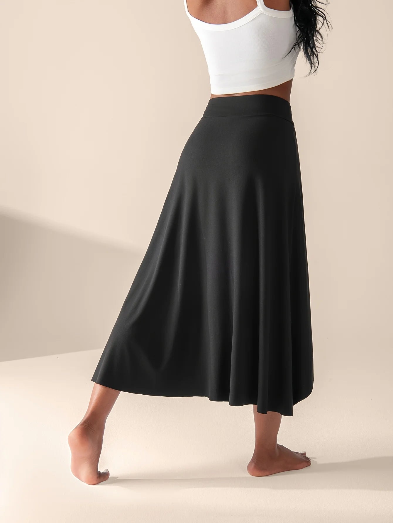 Dames Wikkelrok Midi met Asymmetrische Zoom en Ingebouwde Culottes 2