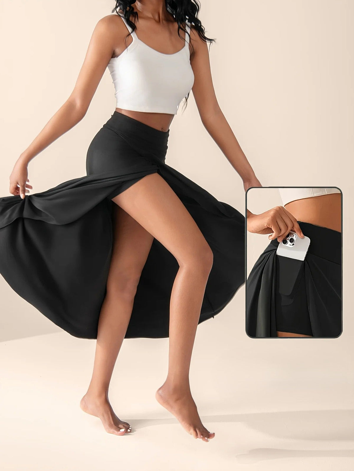 Dames Wikkelrok Midi met Asymmetrische Zoom en Ingebouwde Culottes 5