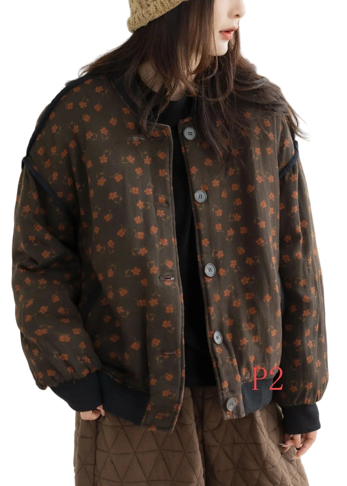 Dames Winterjas Bloemenprint Modern Model 0