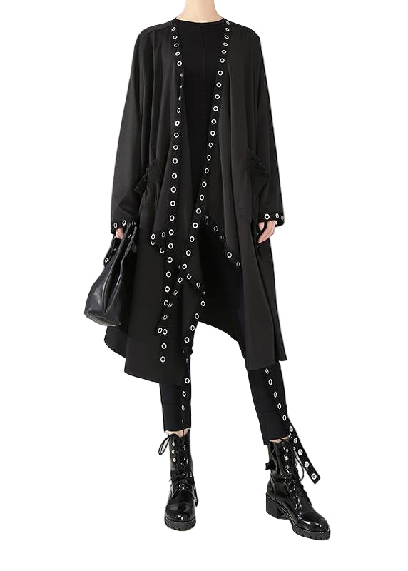 Dames Winterjas Cape-Stijl Effen Zwart 0