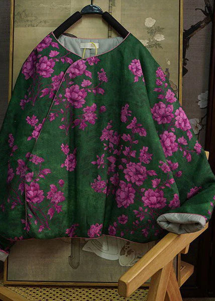 Dames Winterjas Chinese Stijl Ronde Hals Print 3