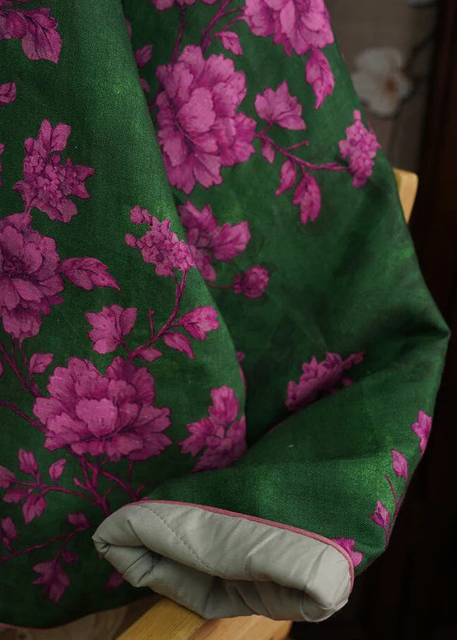 Dames Winterjas Chinese Stijl Ronde Hals Print 4