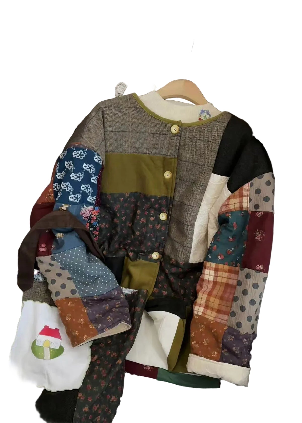 Dames Winterjas Colorblock O-hals Met Zakken 0