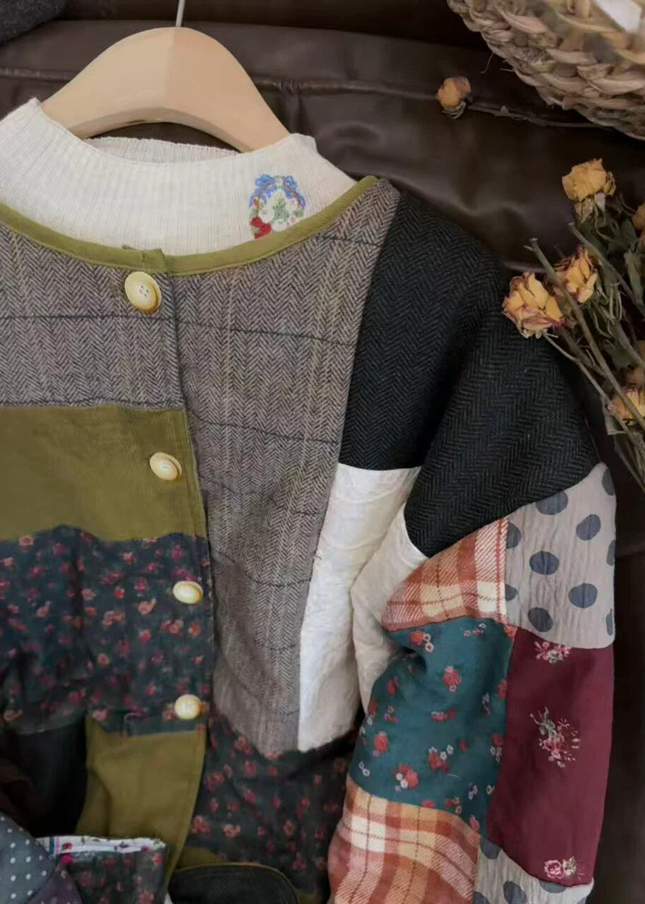 Dames Winterjas Colorblock O-hals Met Zakken 3