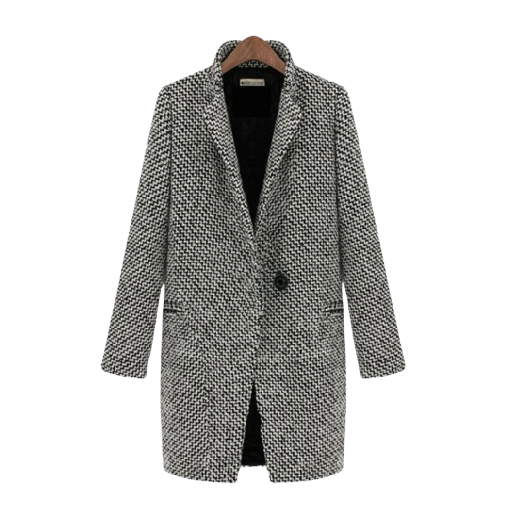 Dames Winterjas Houndstooth Stijl Wol 0
