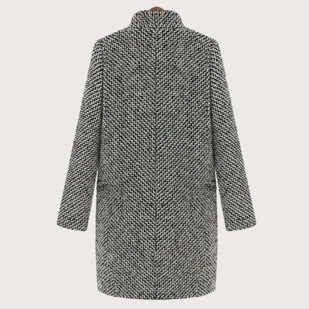 Dames Winterjas Houndstooth Stijl Wol 4