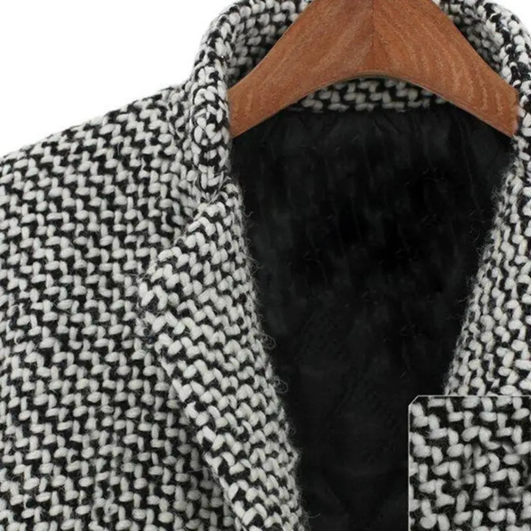 Dames Winterjas Houndstooth Stijl Wol 5