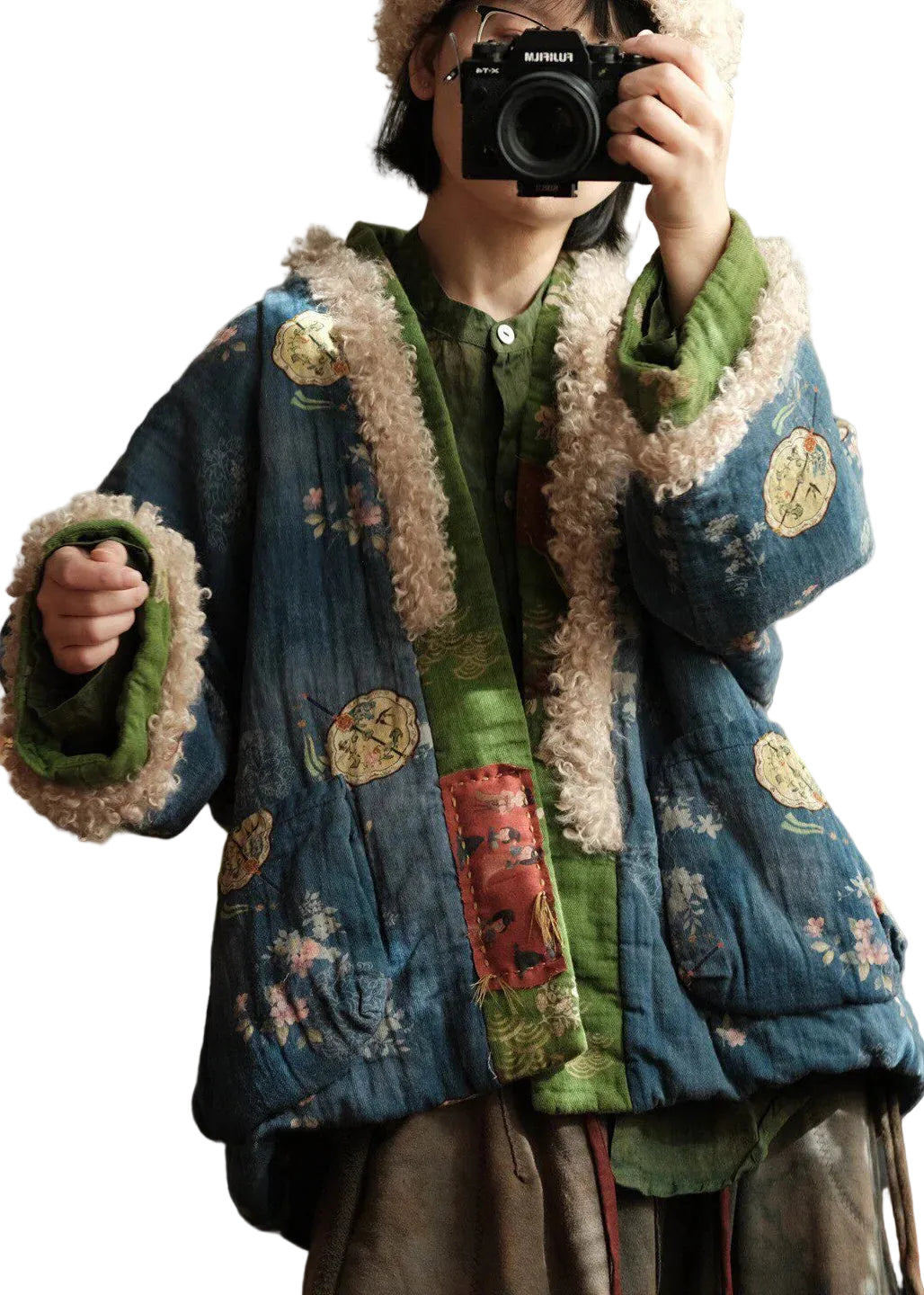 Dames Winterjas Losse Pasvorm Patchwork Print 1