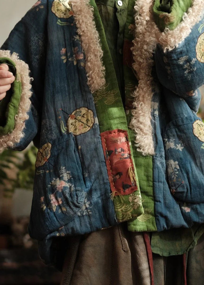 Dames Winterjas Losse Pasvorm Patchwork Print 4