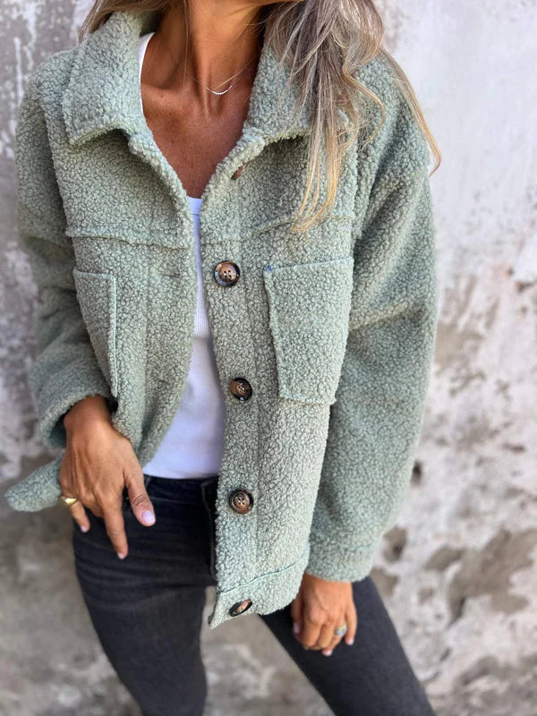 Dames Winterjas Met Knoopsluiting En Oversized Zakken 7