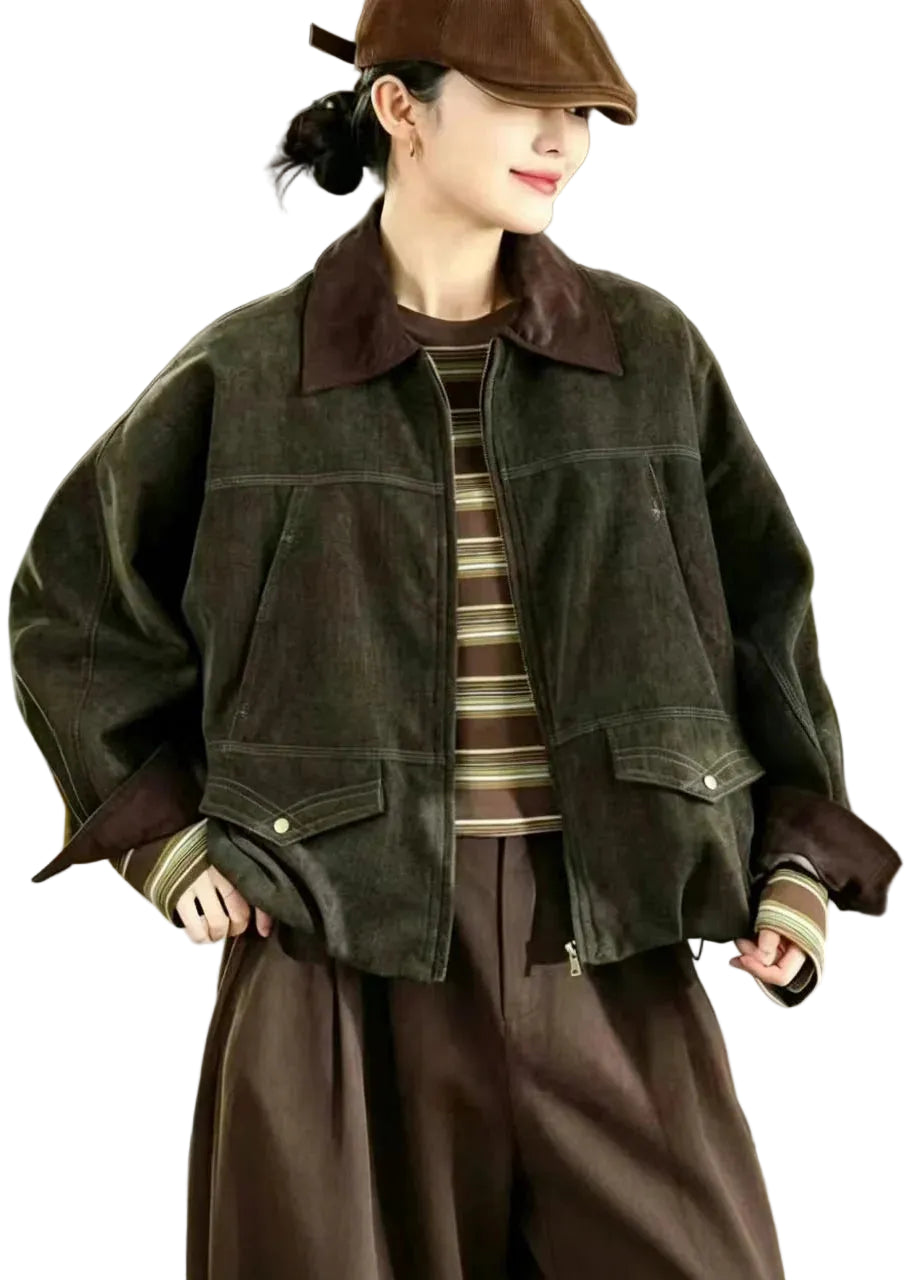 Dames Winterjas Vintage Stijl Met Verstelbaar Trekkoord en Praktische Zakken 0