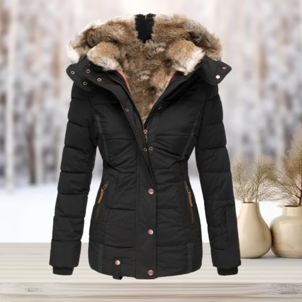 Dames Winterjas met Afneembare Bontkap 2