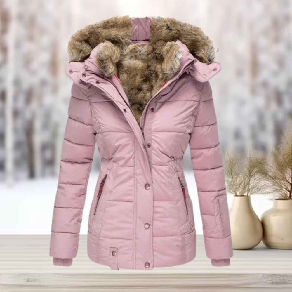 Dames Winterjas met Afneembare Bontkap 3